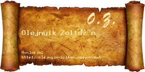 Olejnyik Zoltán névjegykártya